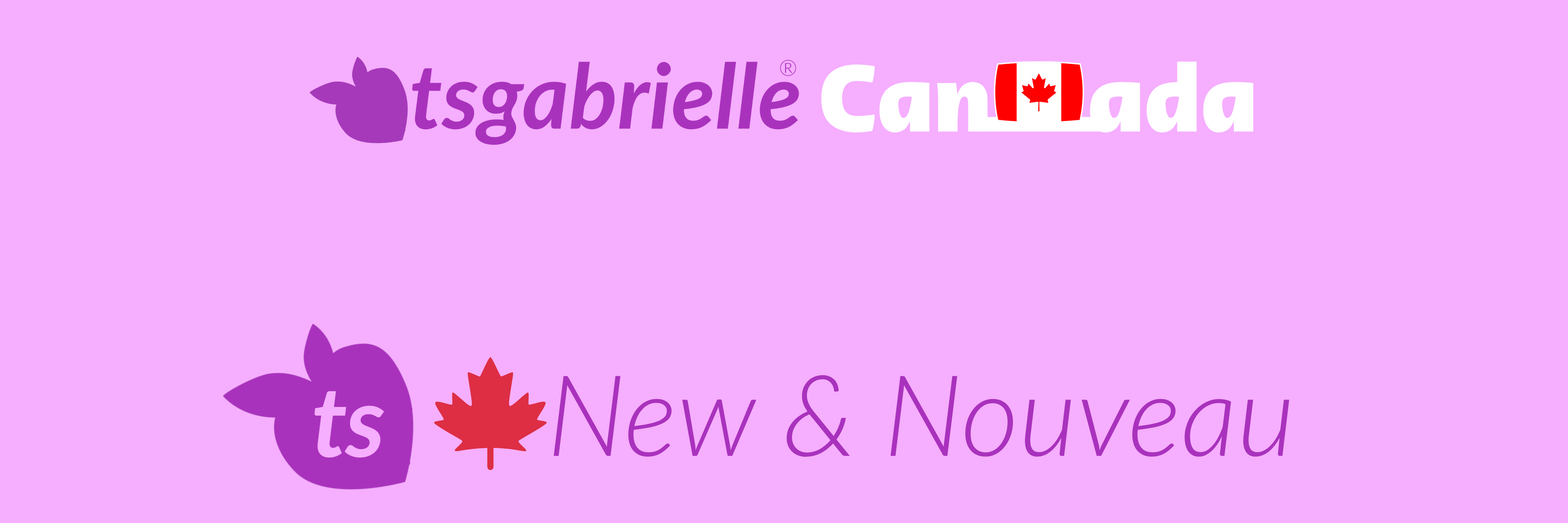 Logo with 'ts' and 'New & Nouveau' on a pink background