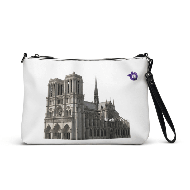 tsgabrielle® • Paris - Notre-Dame Cathedral • Crossbody Bag • White • 11″ × 8″