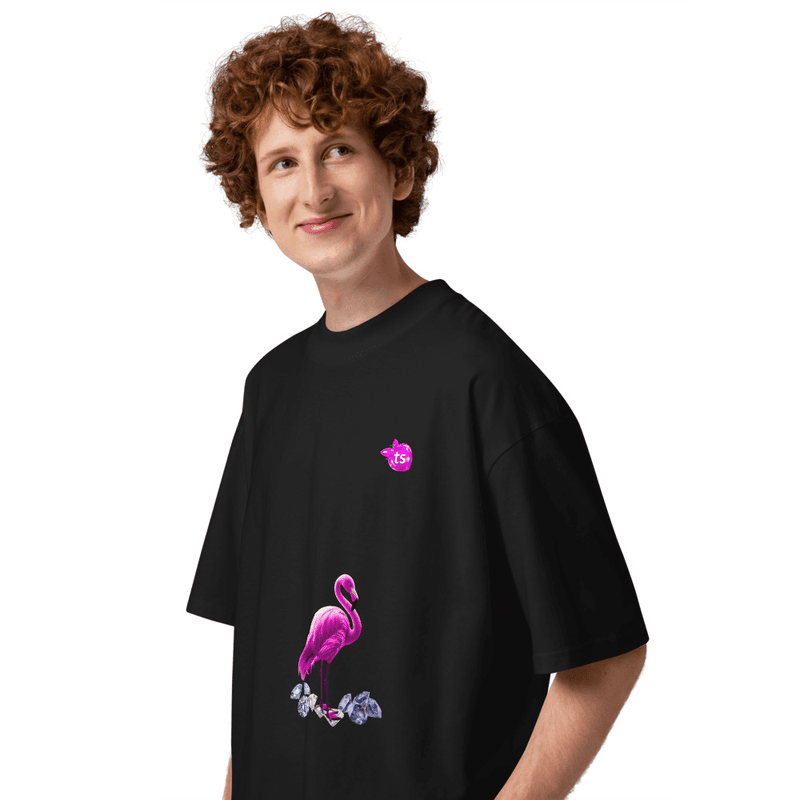 tsgabrielle® • For Him • Flamant Rose  • Oversized High Neck T-Shirt • Black • Organic Cotton