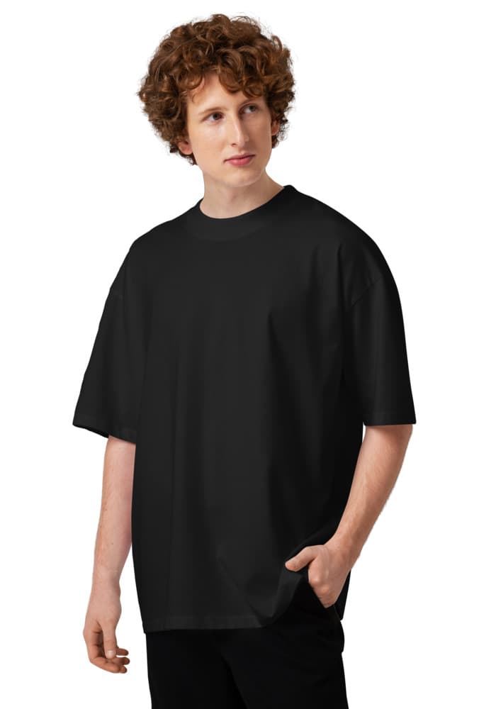tsgabrielle® • For Him • Flamant Rose  • Oversized High Neck T-Shirt • Black • Organic Cotton mockup 8