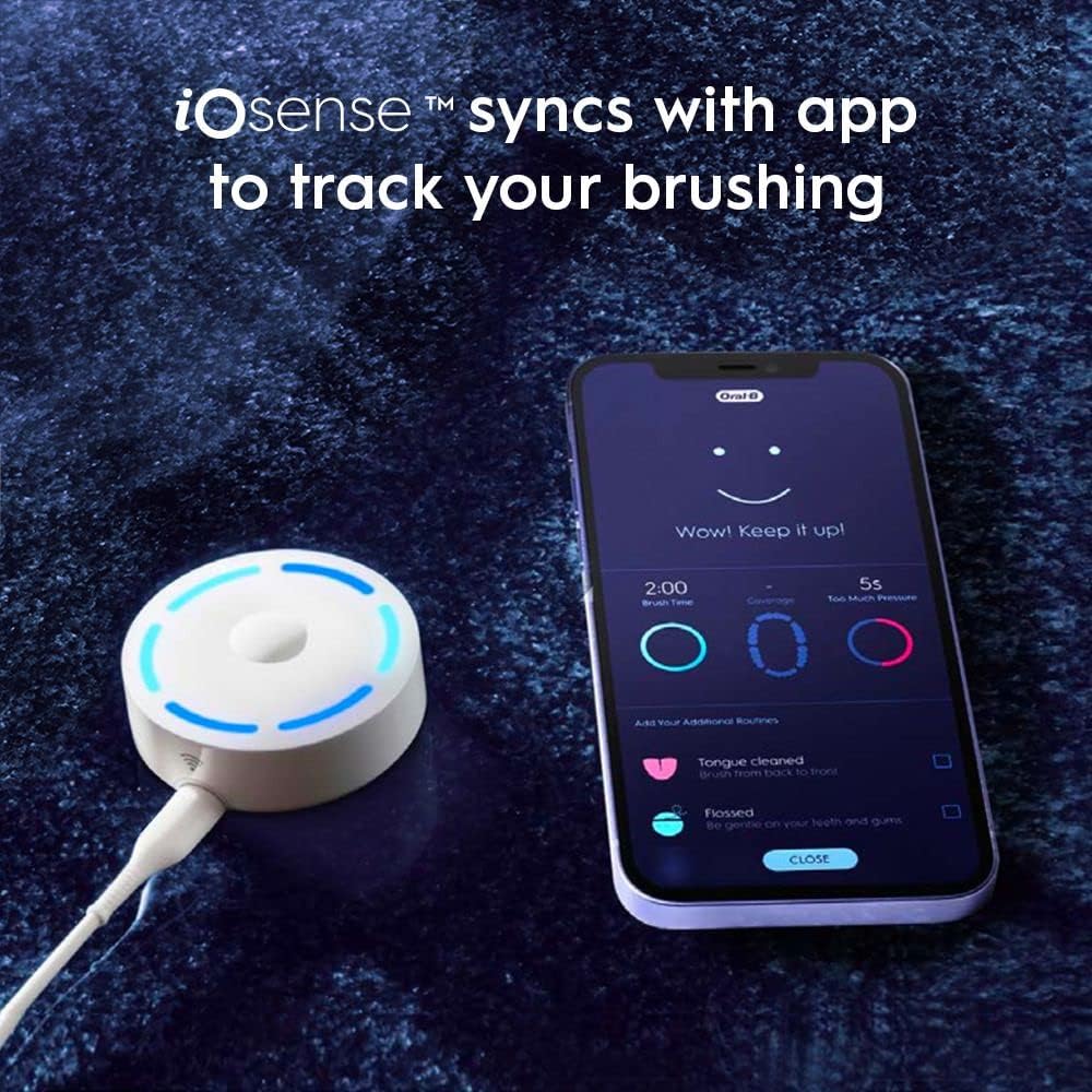 Oral-B iO Series 10 Rechargeable Electric Toothbrush with Visible Pressure Sensor to Protect Gums, 2 Min Timer, 7 Cleaning Settings, 4 Replacement Toothbrush Heads, and Charging Travel Case, Black