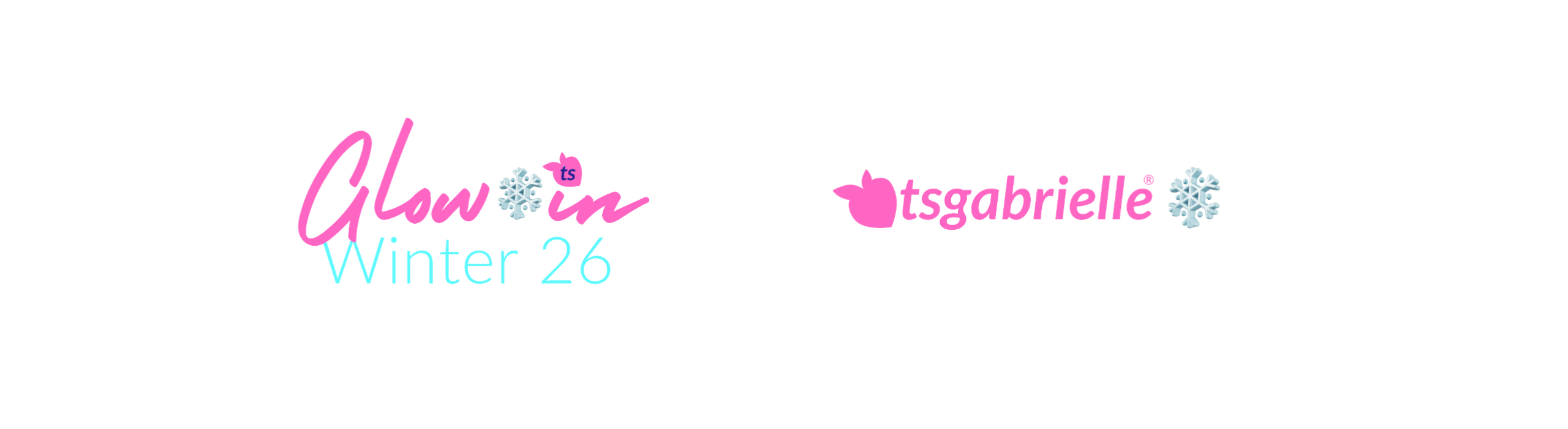 Glow in Winter 26 and tsgabrielle logos on a white background