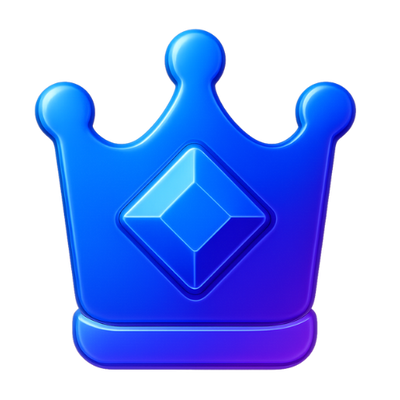 Blue crown with a diamond in the center on a white background
