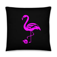tsgabrielle® • Flamant 🦩 Rose • Pillows • Black • 3 Sizes • 22″×22″ Black Polyester