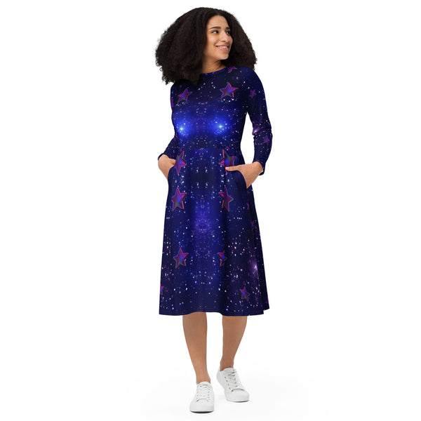 tsgabrielle® • For Her 👗 • 🌌✨Édition Spatiale • Cosmic Edition • Long Sleeve Midi Dress •