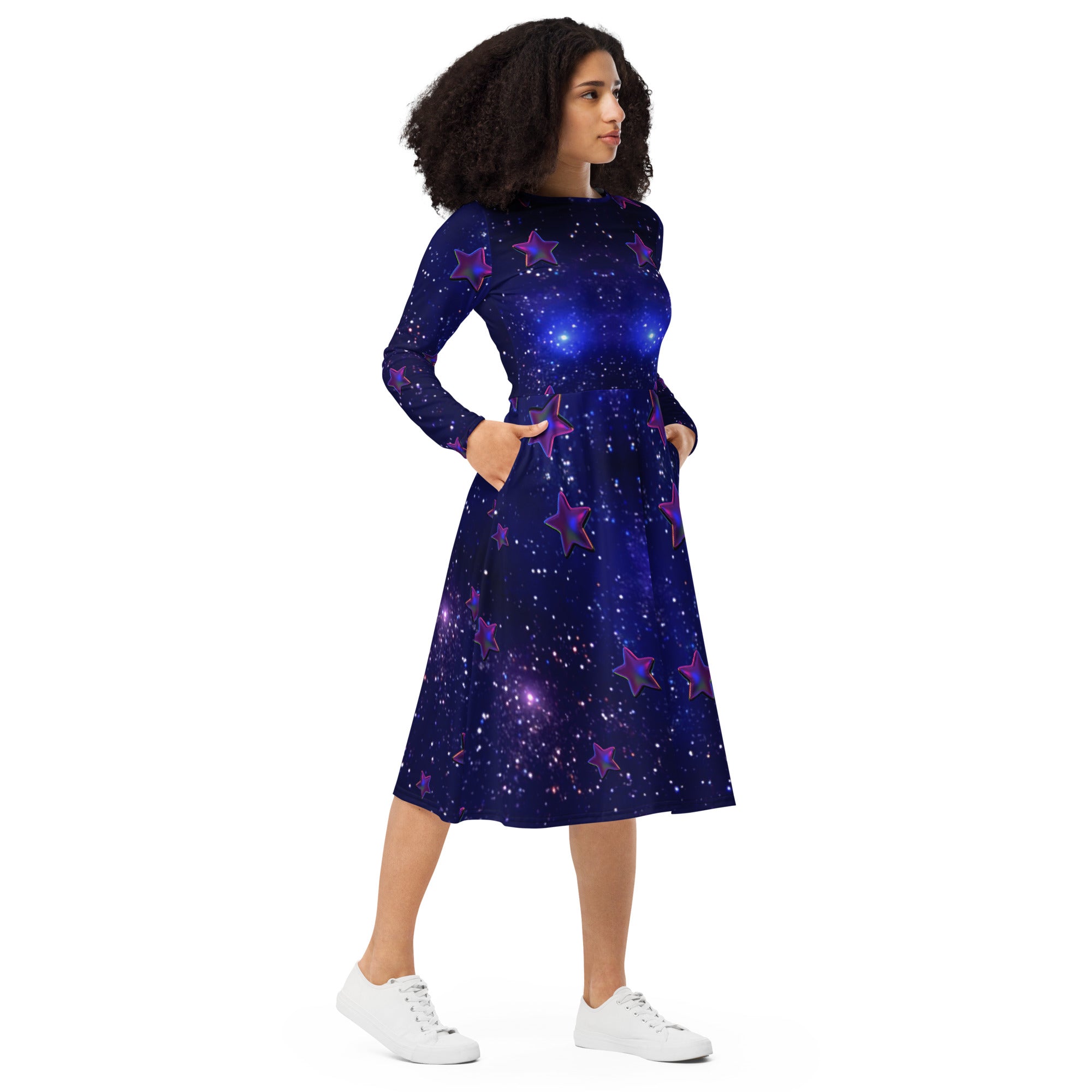 tsgabrielle® • For Her 👗 • 🌌✨Édition Spatiale • Cosmic Edition • Long Sleeve Midi Dress