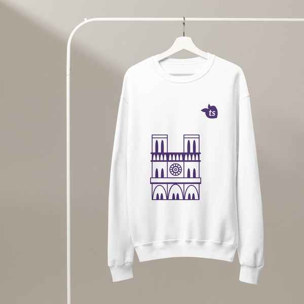 tsgabrielle® • For Her 👗 • Paris- Notre-Dame Cathedral • Crew Neck Sweatshirt • White •