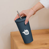 tsgabrielle® • Insulated Tumbler with a Straw • Dark Navy • 20 oz
