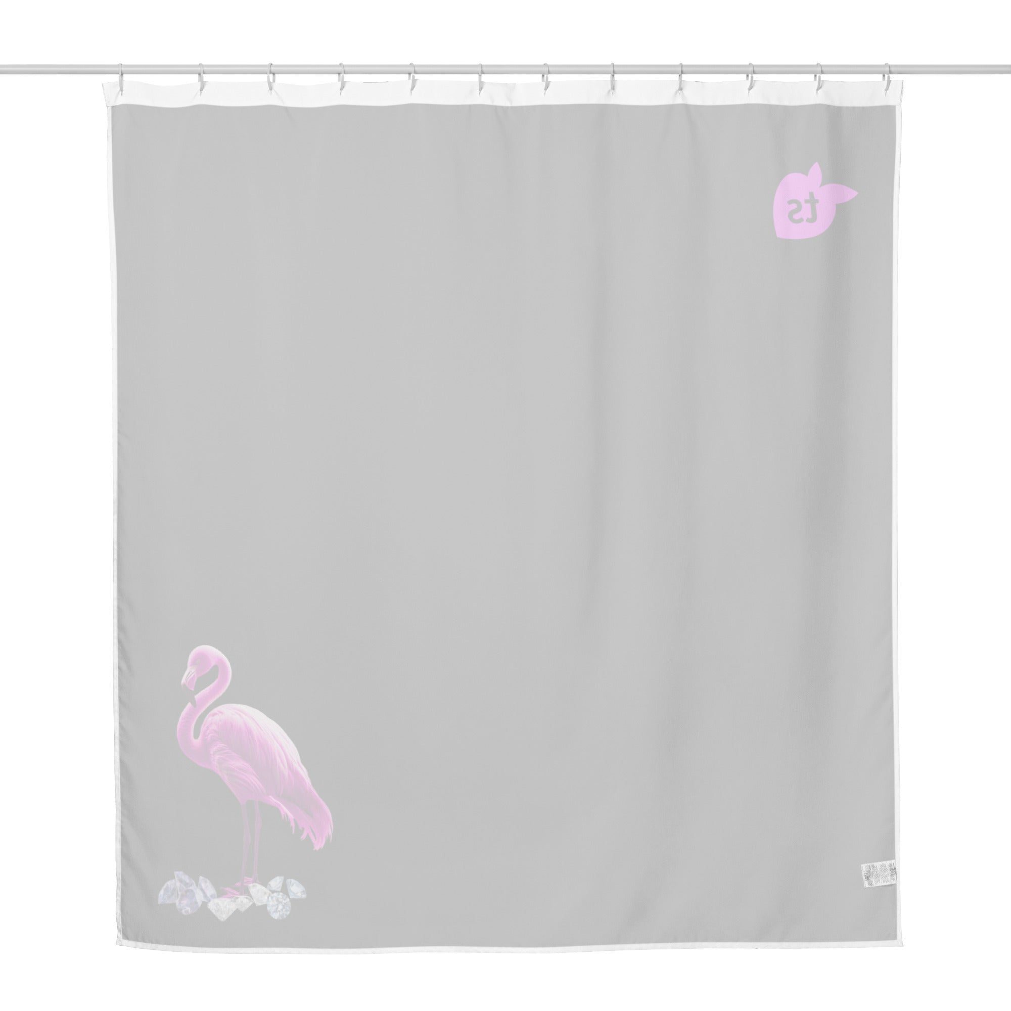 tsgabrielle® • Flamant 🦩 Rose • Shower Curtain • Black • 71″ × 74″ •