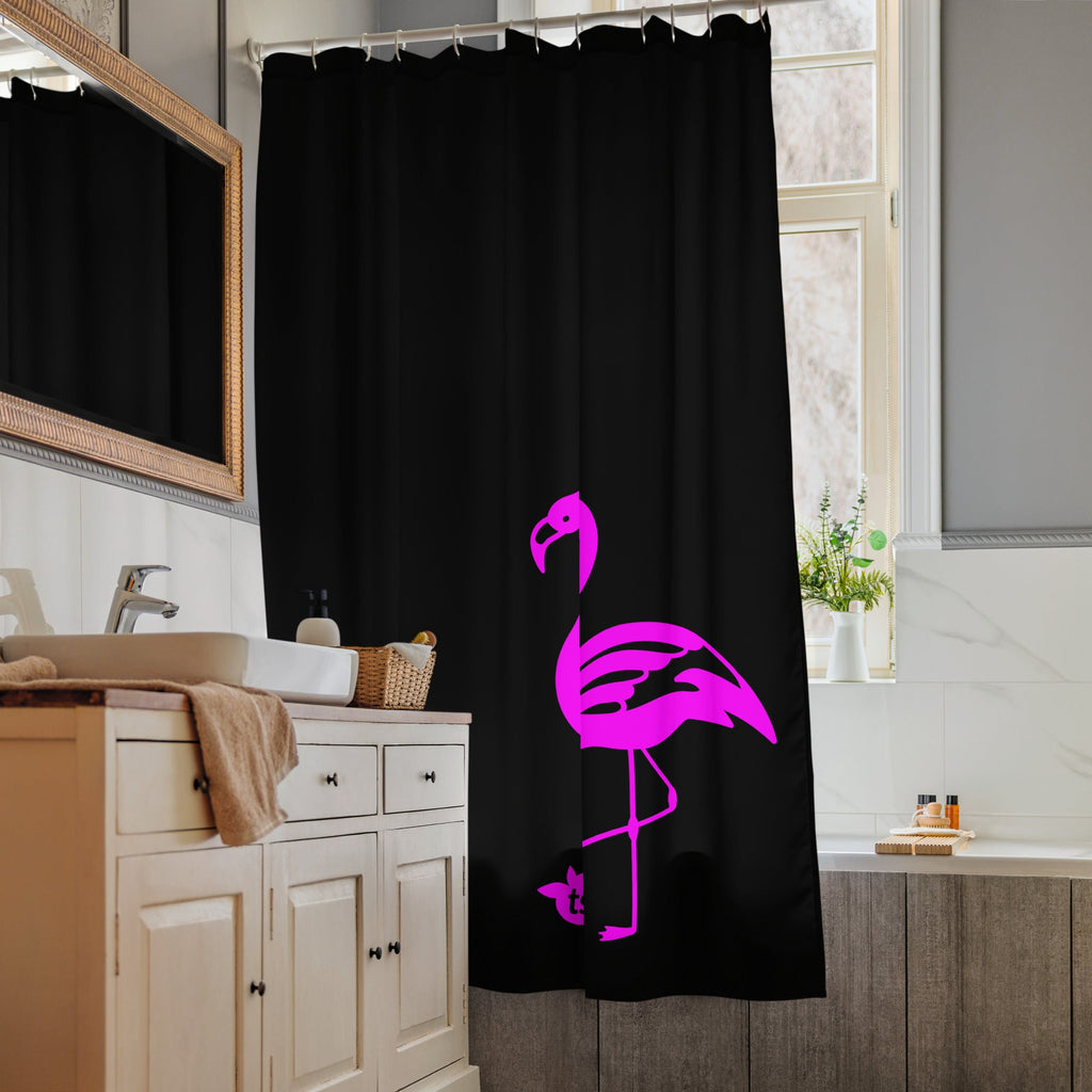 tsgabrielle® • Flamant Rose • Shower Curtain • Black • 180 cm x 188 cm