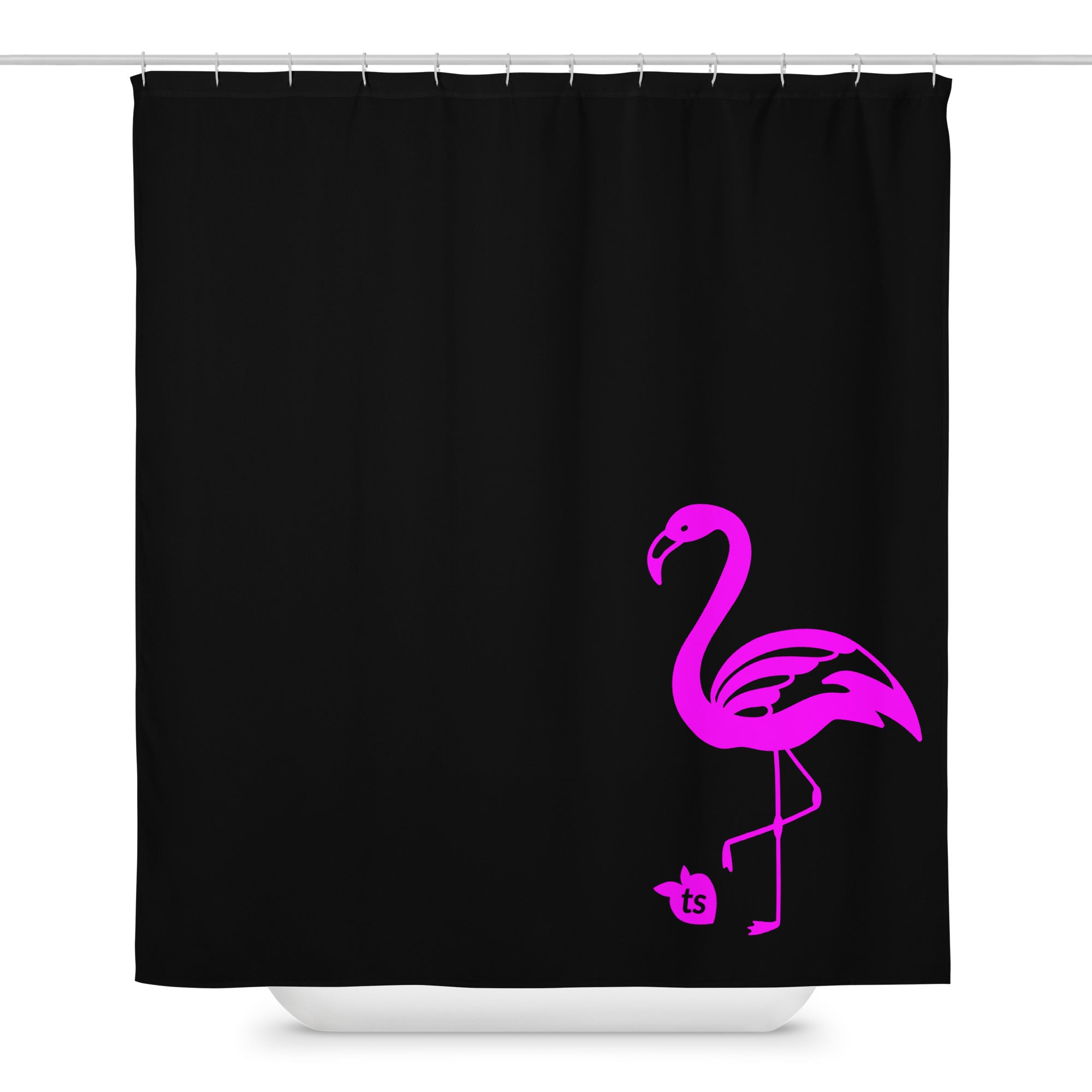 tsgabrielle® • Flamant Rose • Shower Curtain • Black • 180 cm x 188 cm