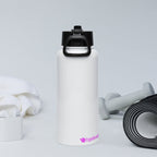 tsgabrielle® • Flamant Rose • Water Bottle with a Straw Lid • Stainless Steel • White • 950 ml