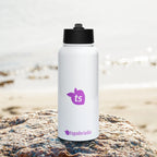 tsgabrielle® • Water Bottle with a Straw Lid • White • Stainless Steel • 950 ml