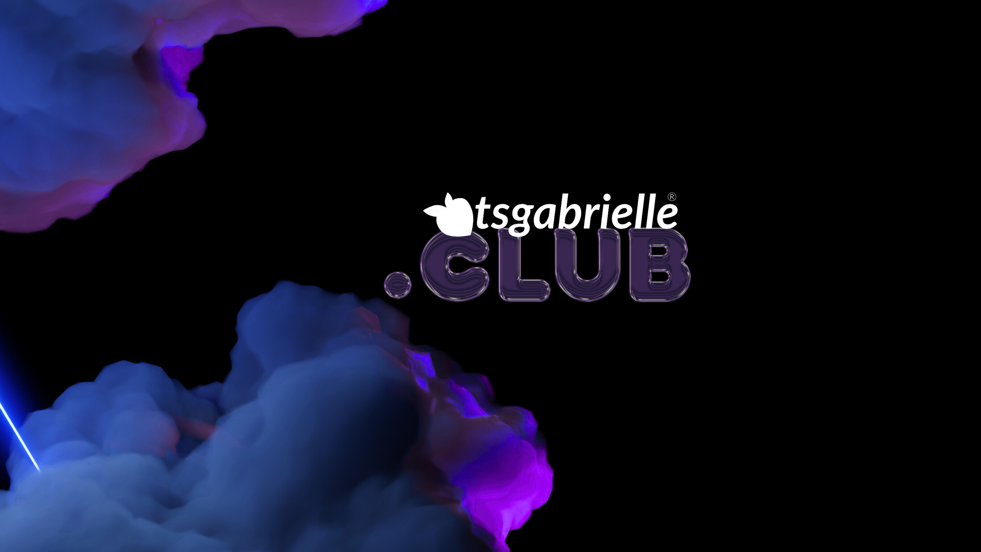 Logo with 'tsgabrielle.CLUB' text on a dark background with colorful cloud-like shapes.