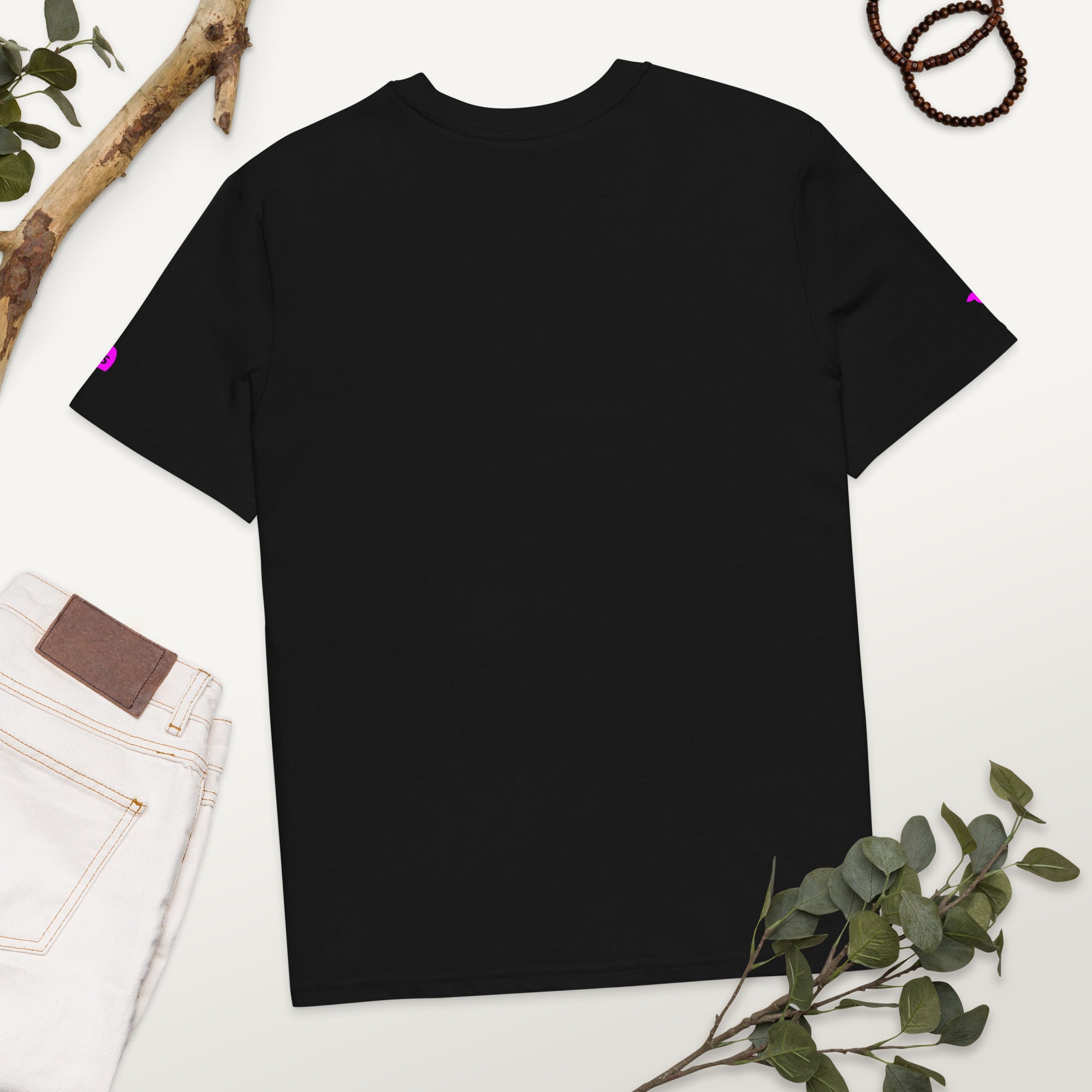 tsgabrielle® • For Her 👗 • Flamant 🦩 Rose • T-Shirt • Black • 100% Organic Cotton •