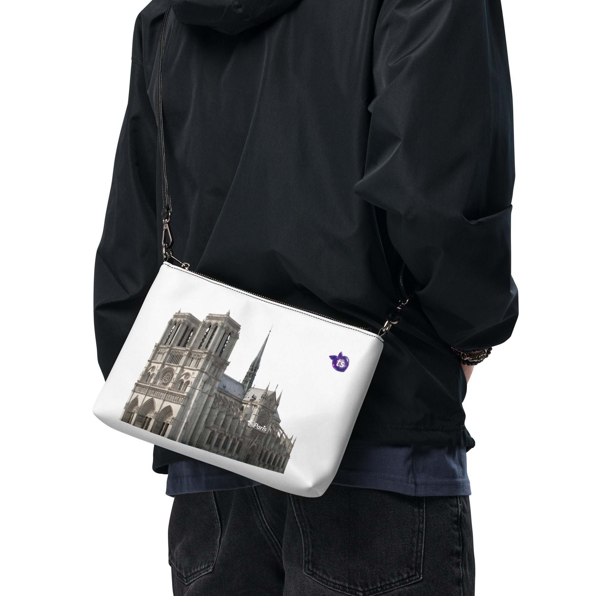 tsgabrielle® • Paris - Notre-Dame Cathedral • Crossbody Bag • White • 11″ × 8″ - Black - View 7