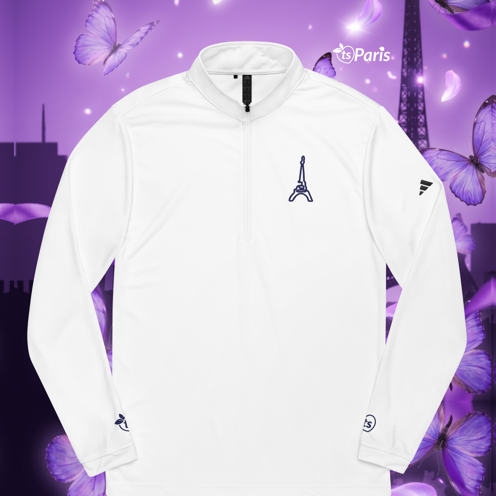 adidas® by tsgabrielle® • Men's • Paris - La Tour Eiffel • Quarter Zip Pullover • White - White - View 9