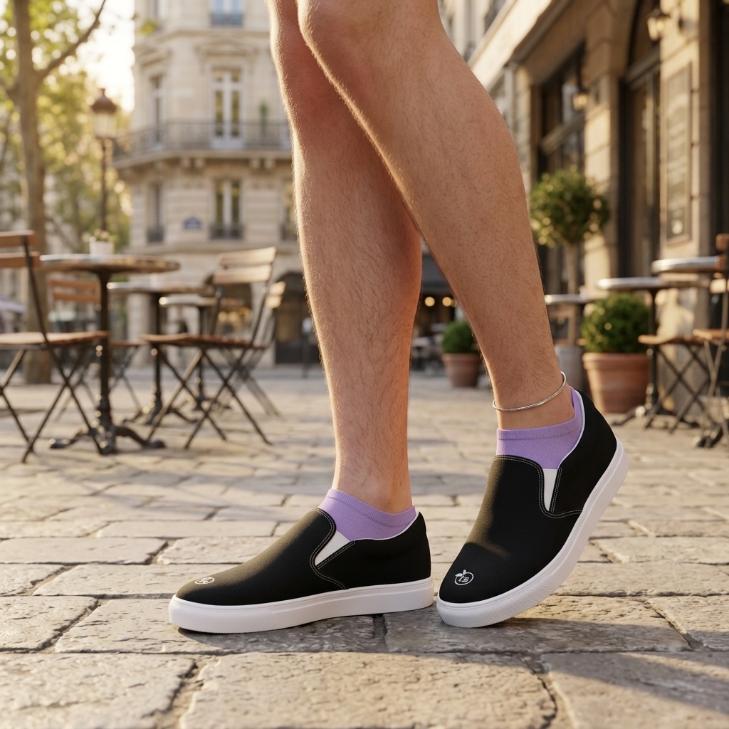 tsgabrielle® • For Him • Slip-On Canvas Shoes • Black - White - View 6