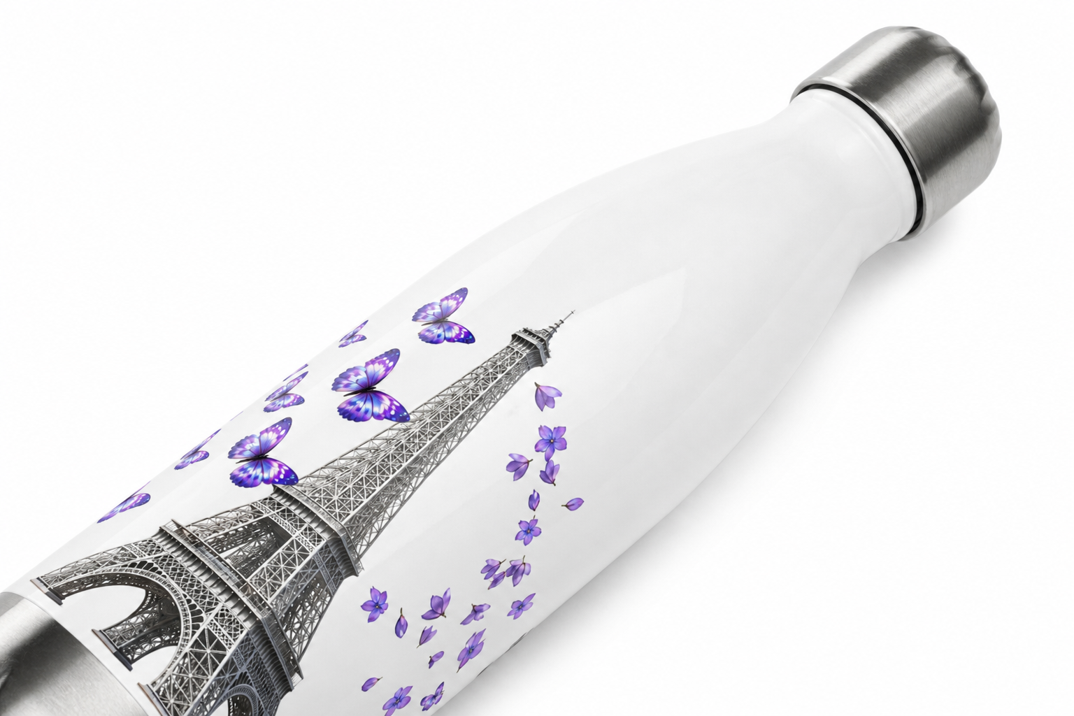 tsgabrielle® • Paris - La Tour Eiffel • Water Bottle • White • Stainless Steel • 17 oz - White - View 11