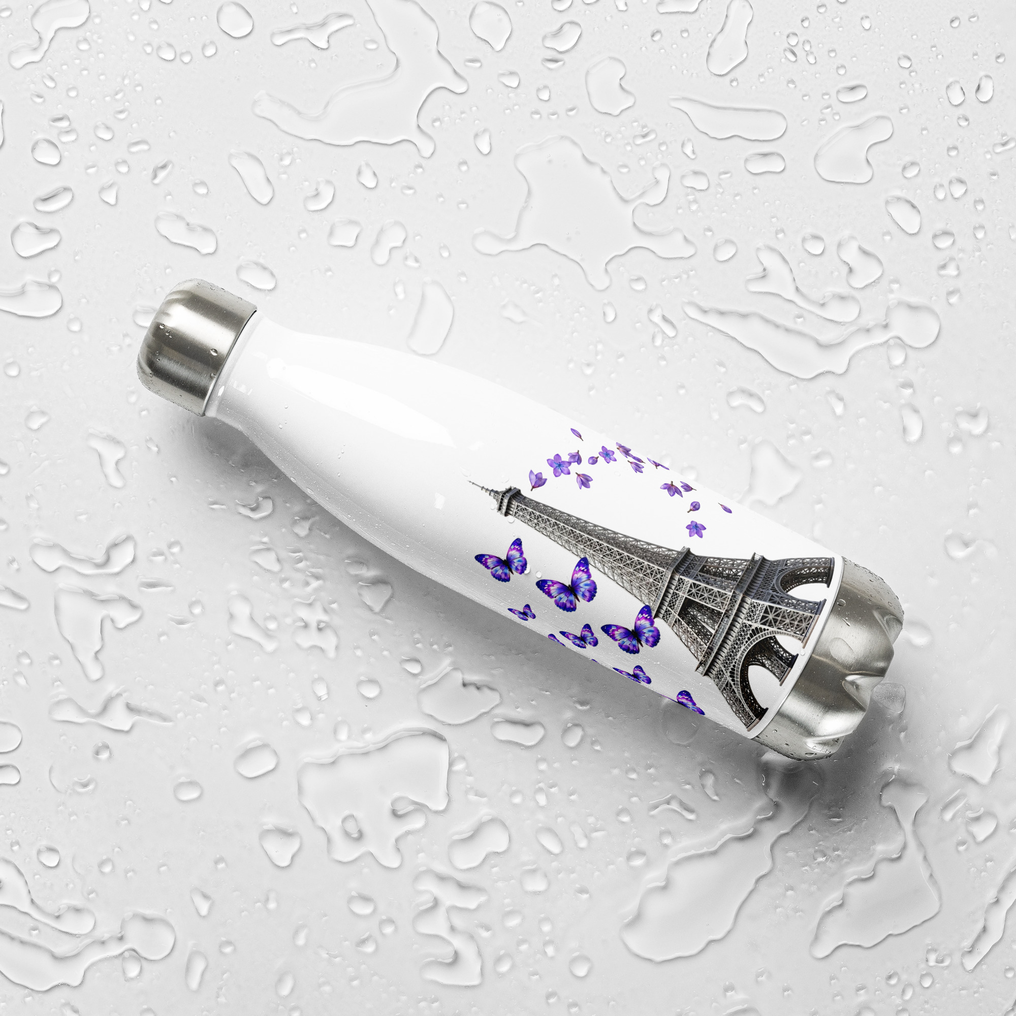tsgabrielle® • Paris - La Tour Eiffel • Water Bottle • White • Stainless Steel • 17 oz - White - View 9