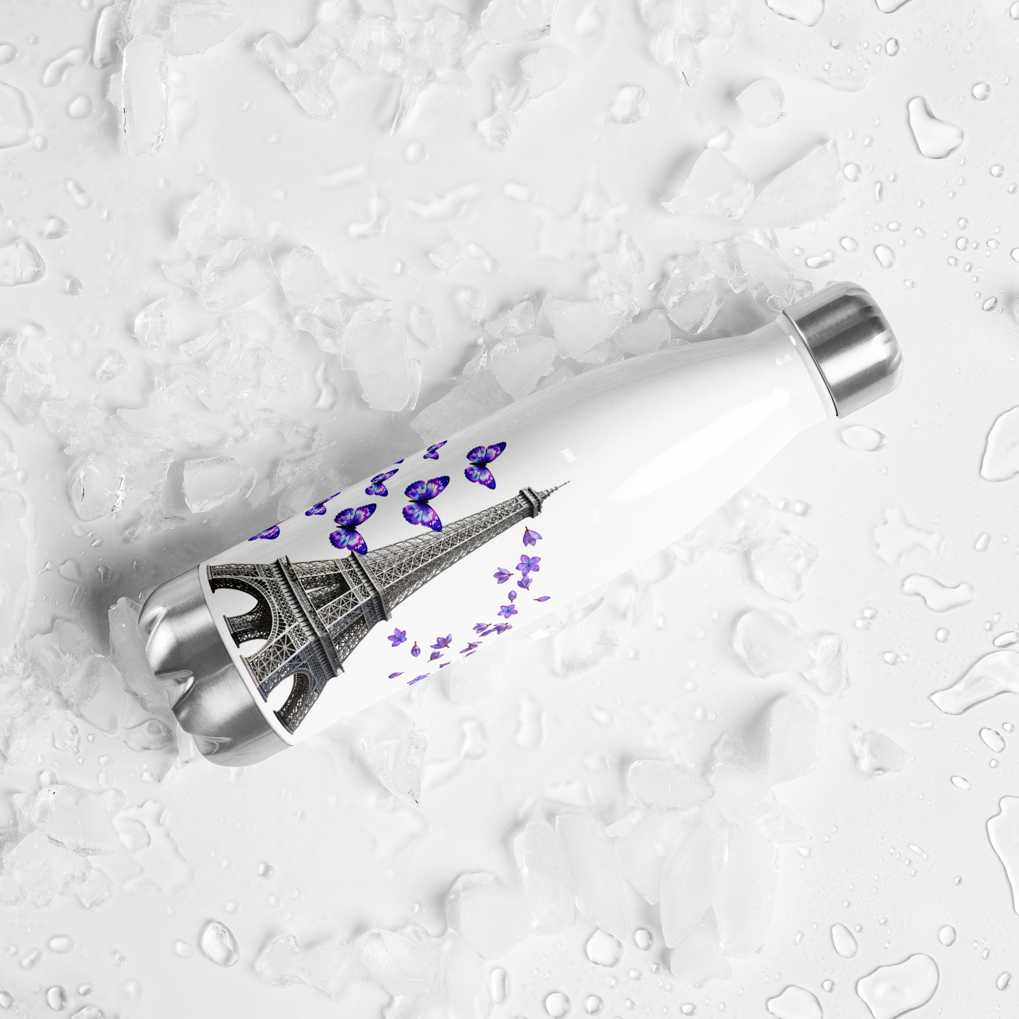 tsgabrielle® • Paris - La Tour Eiffel • Water Bottle • White • Stainless Steel • 17 oz - White - View 8