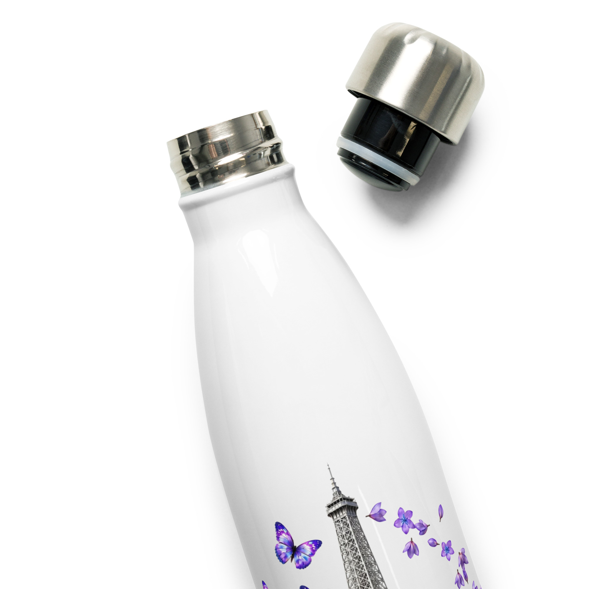 tsgabrielle® • Paris - La Tour Eiffel • Water Bottle • White • Stainless Steel • 17 oz - White - View 6