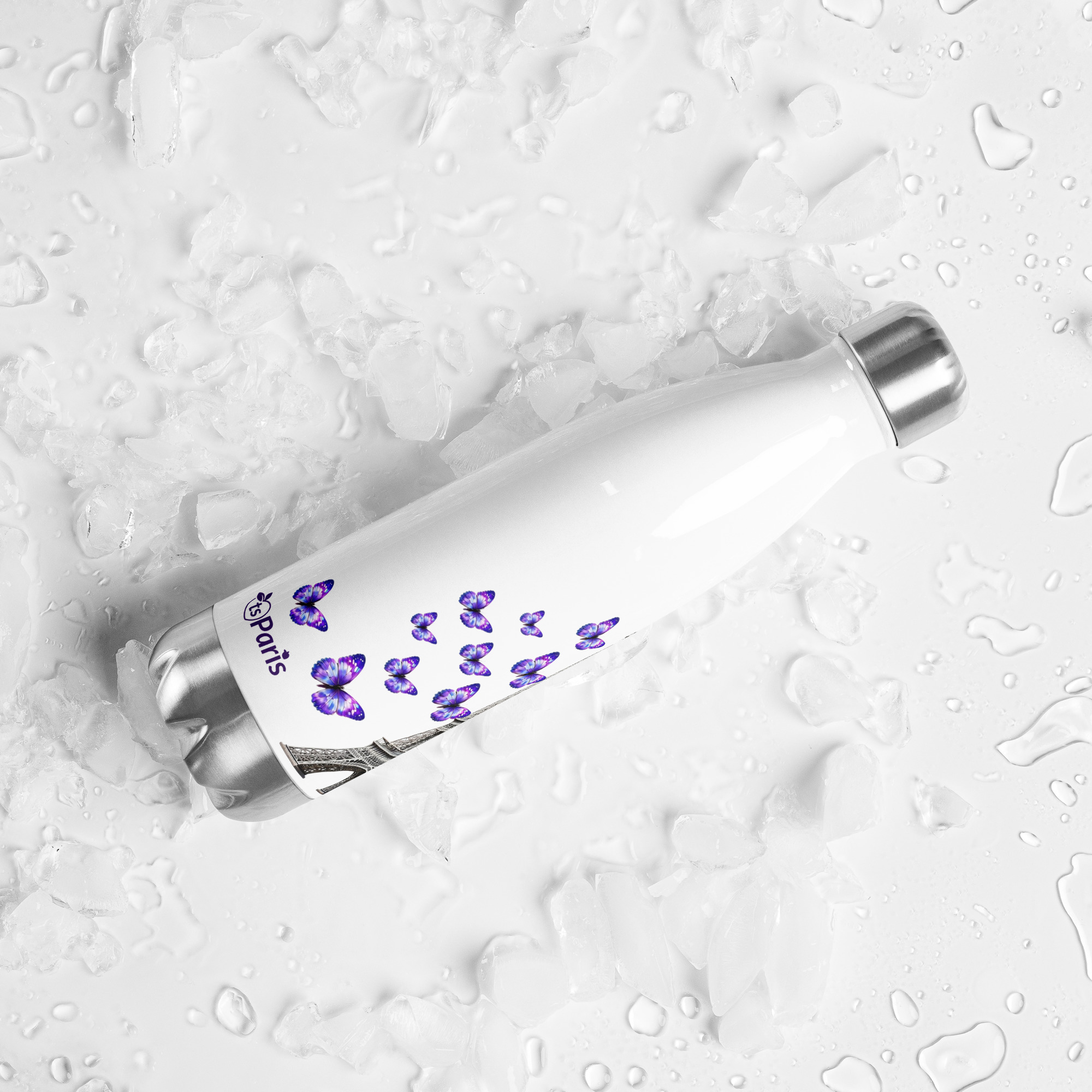 tsgabrielle® • Paris - La Tour Eiffel • Water Bottle • White • Stainless Steel • 17 oz - White - View 12