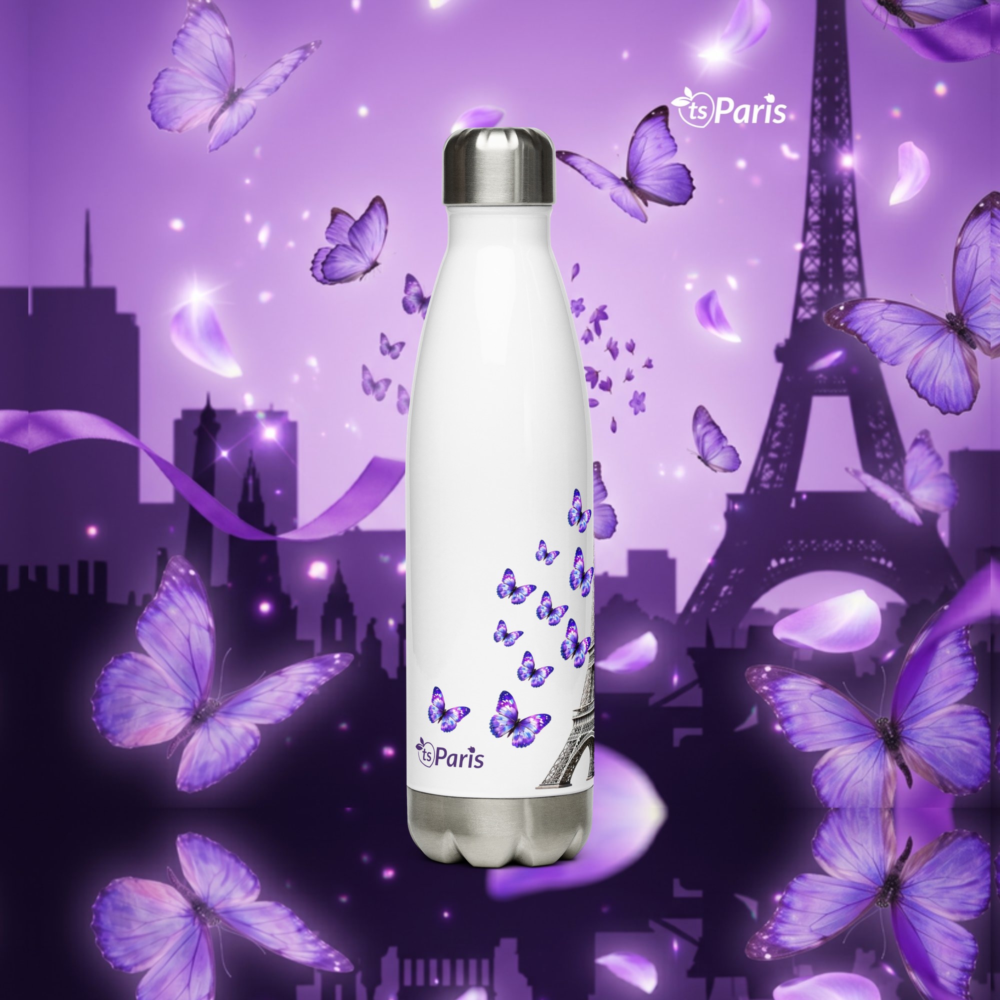 tsgabrielle® • Paris - La Tour Eiffel • Water Bottle • White • Stainless Steel • 17 oz - White - View 16