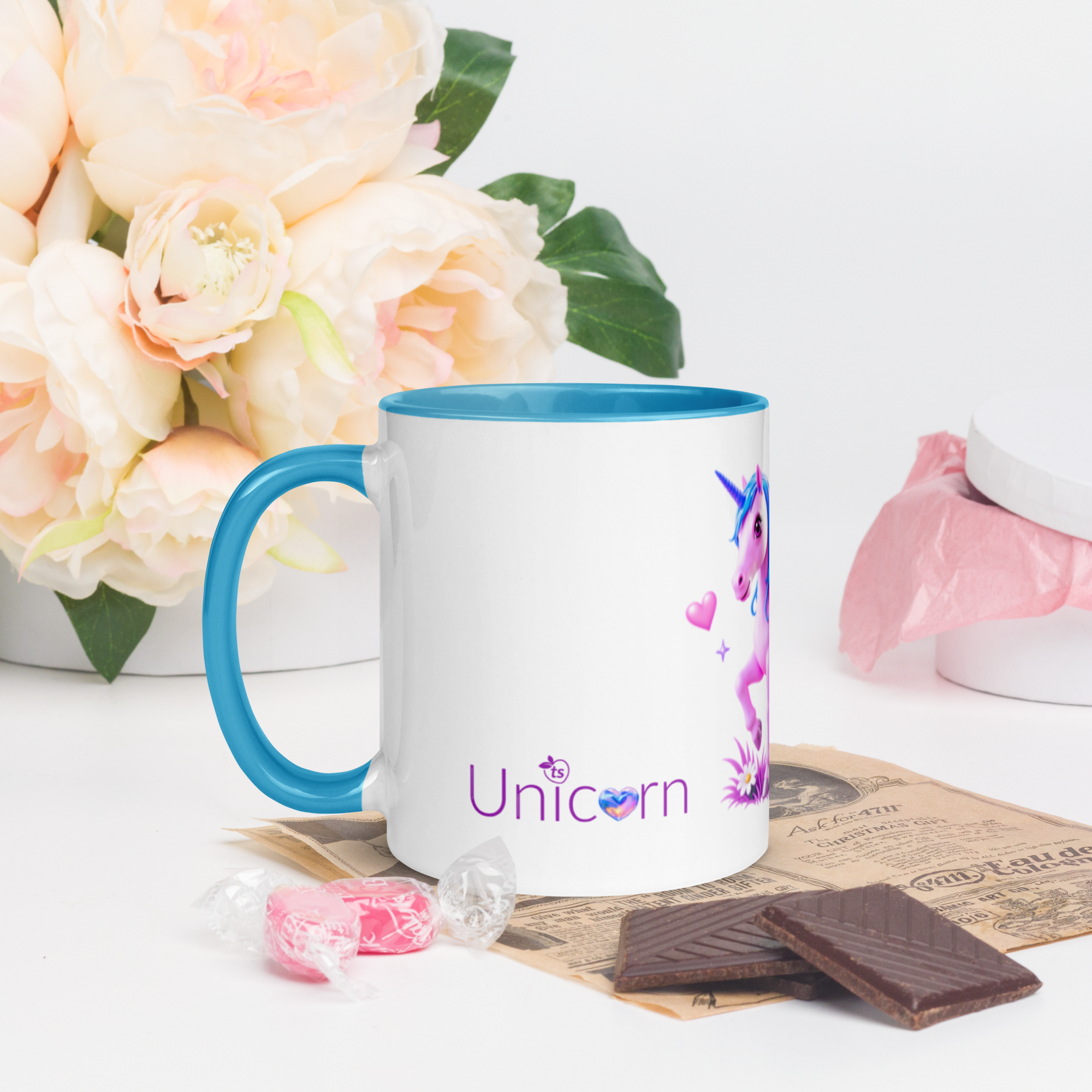 tsgabrielle® • Mug with Color Inside • Unicorn - Seraphina • Ceramic • 2 Sizes - Blue - View 9