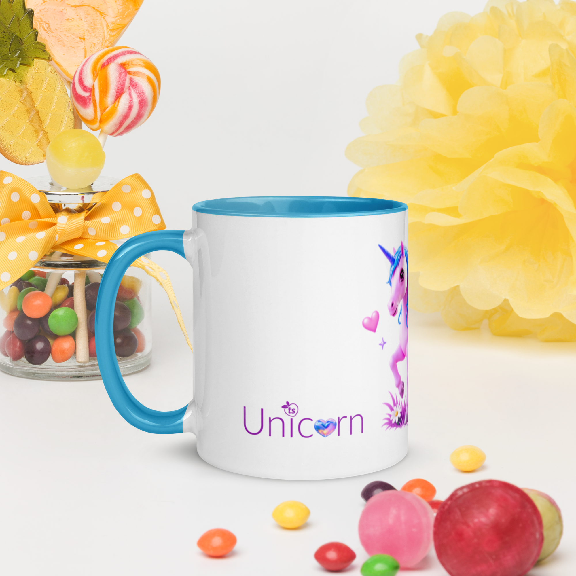 tsgabrielle® • Mug with Color Inside • Unicorn - Seraphina • Ceramic • 2 Sizes - Blue - View 10