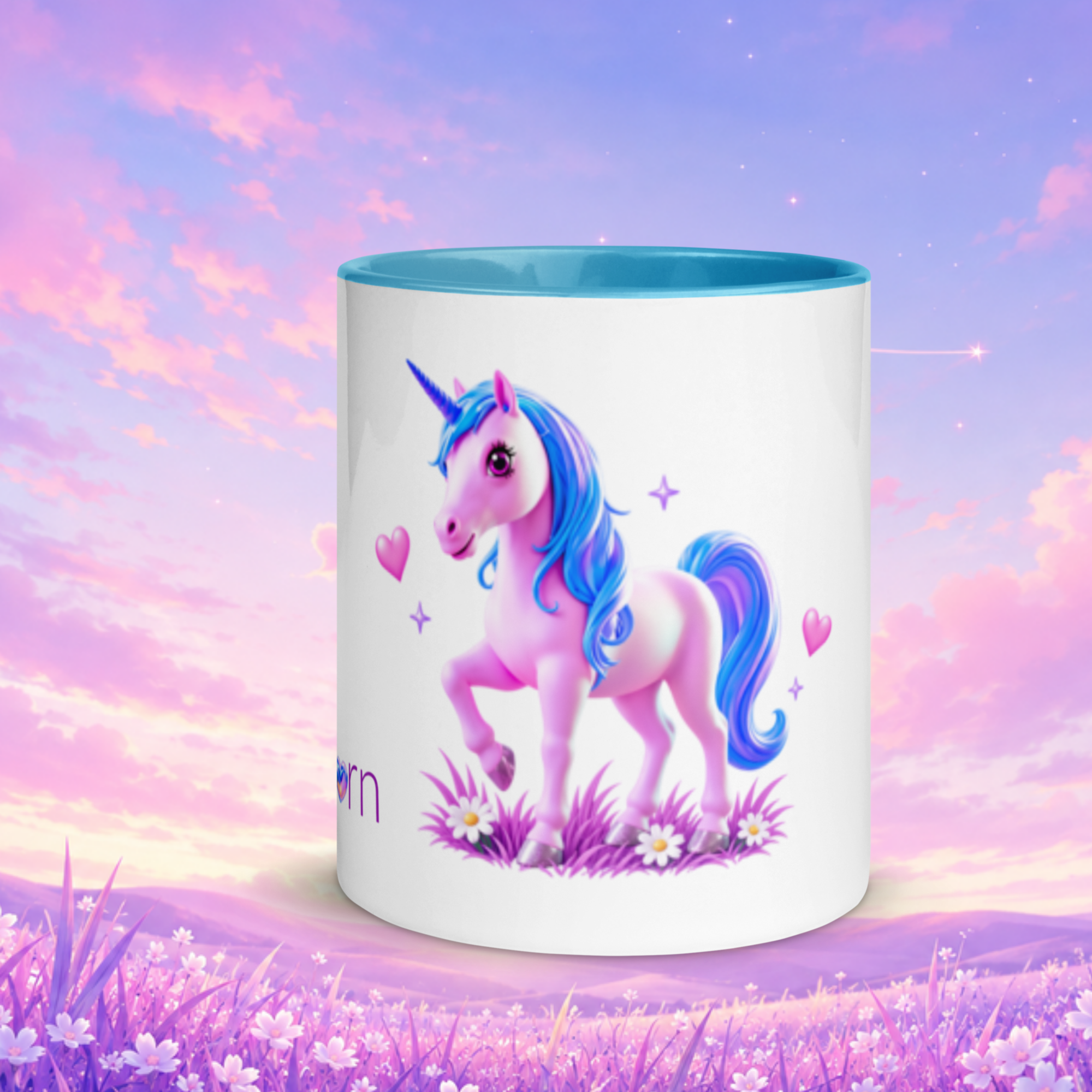 tsgabrielle® • Mug with Color Inside • Unicorn - Seraphina • Ceramic • 2 Sizes - Blue - View 12