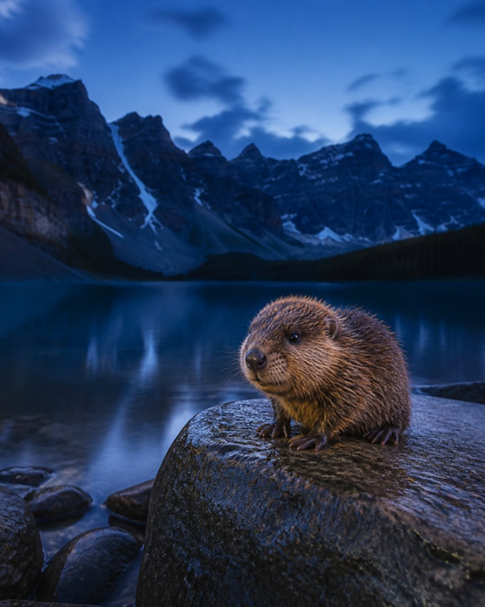 Moraine Lake, Alberta Ā· The place behind the beaver kit.